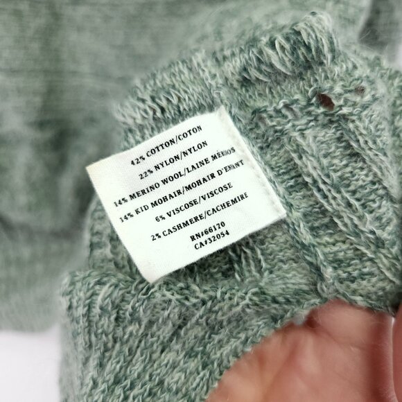 Sparrow Sweater Mohair Merino Wool Cashmere Size Large Mossy Green Open Knit - Picture 8 of 14